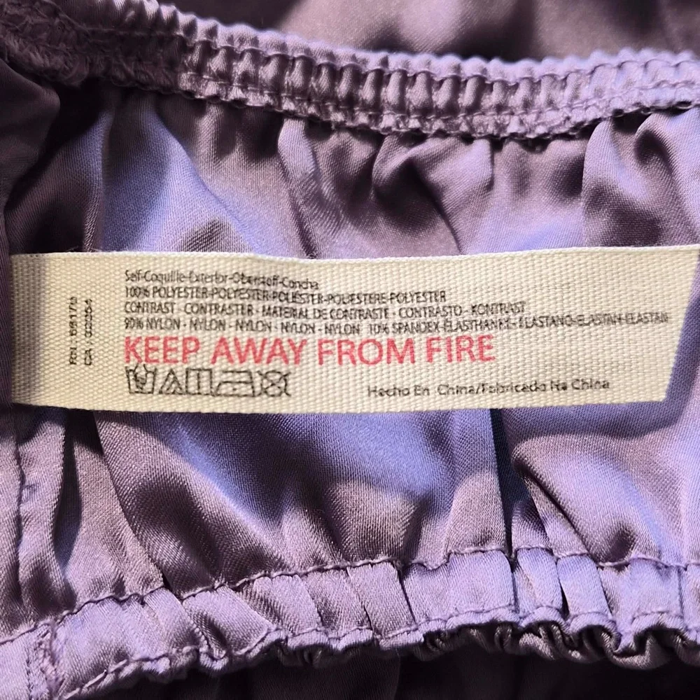 Free People NWOT She Silky Bralette Elderberry Purple Lace Satin Smocked Bra L - Picture 8 of 10